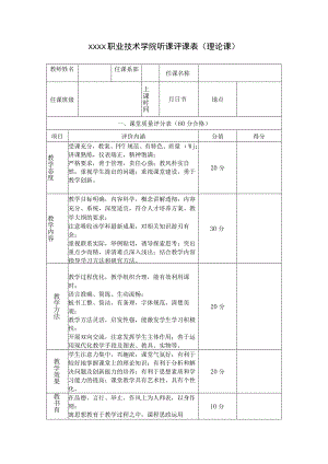 职业技术学院听课评课表（理论课）.docx