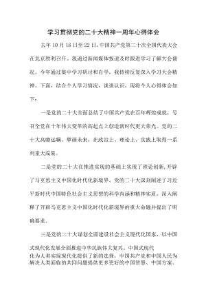 2023年三甲医院院长学习贯彻《党的二十大精神》一周年心得体会.docx