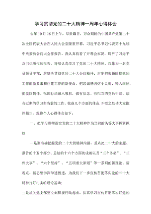 2023年大学生学习贯彻《党的二十大精神》一周年个人心得体会四篇 .docx