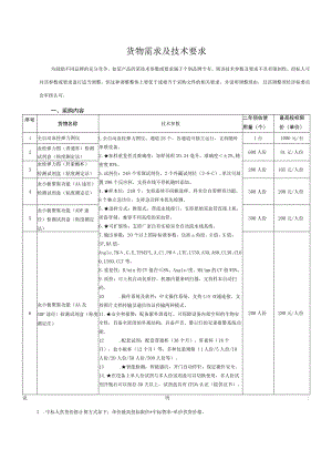 货物需求及技术要求.docx