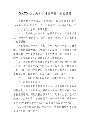 小学期末学科素养测评实施意见.docx