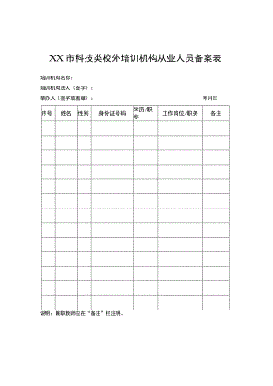 宿迁市科技类校外培训机构从业人员备案表.docx
