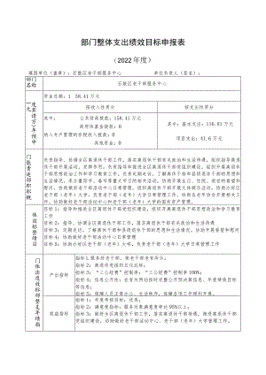 部门整体支出绩效目标申报022年度.docx