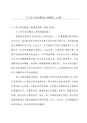 个人学习劳动模范心得感悟（20篇）.docx