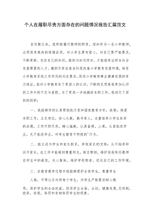 个人在履职尽责方面存在的问题情况报告汇篇范文.docx