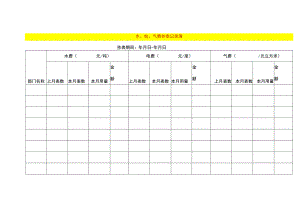 水、电、气费抄表台账模板.docx