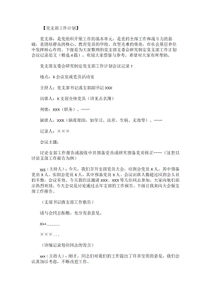 党支部支委会研究制定党支部工作计划会议记录范文.docx
