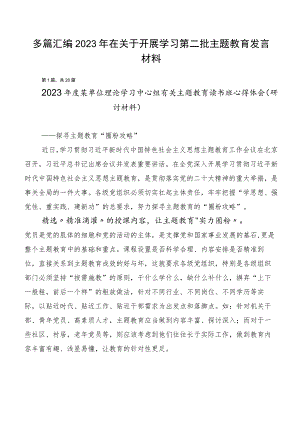 多篇汇编2023年在关于开展学习第二批主题教育发言材料.docx