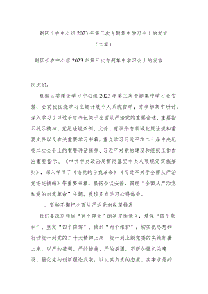 副区长在中心组2023年第三次专题集中学习会上的发言(二篇).docx