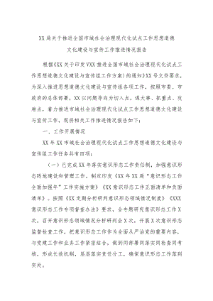 XX局关于推进全国市域社会治理现代化试点工作思想道德文化建设与宣传工作推进情况报告.docx