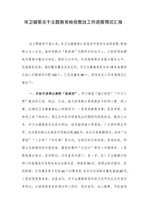 市卫健委关于主题教育检视整改工作进展情况汇报.docx