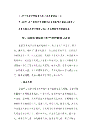 三篇：2023年开展学习贯彻第二批主题教育的工作计划及实施方案范文.docx