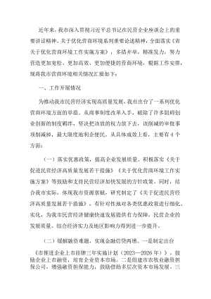 关于全市优化营商环境有关工作进展情况的报告.docx