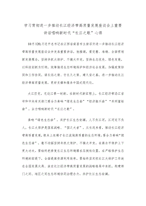 学习贯彻进一步推动长江经济带高质量发展座谈会上重要讲话唱响新时代“长江之歌”心得.docx