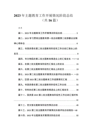 2023年主题教育工作开展情况阶段总结（16篇）.docx