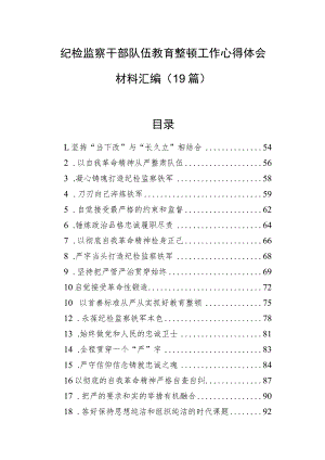 纪检监察干部队伍教育整顿工作心得体会材料汇编（19篇）.docx