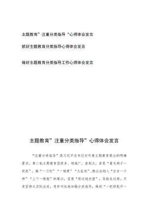 主题教育“注重分类指导”心得体会发言3篇.docx