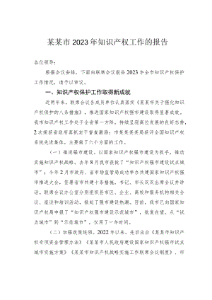 某某市2023年知识产权工作的报告.docx