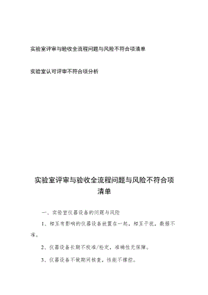 实验室评审与验收全流程问题与风险不符合项清单、实验室认可评审不符合项分析.docx