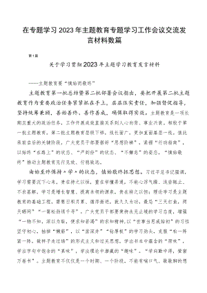 在专题学习2023年主题教育专题学习工作会议交流发言材料数篇.docx