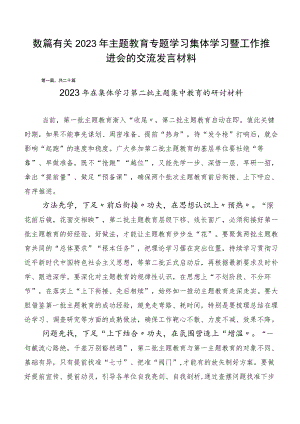 数篇有关2023年主题教育专题学习集体学习暨工作推进会的交流发言材料.docx