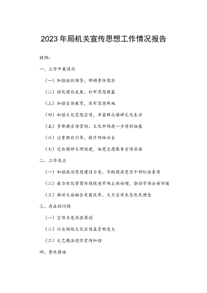 2023年局机关宣传思想工作情况报告.docx