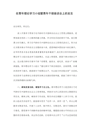 在青年理论学习小组暨青年干部座谈会上的发言.docx