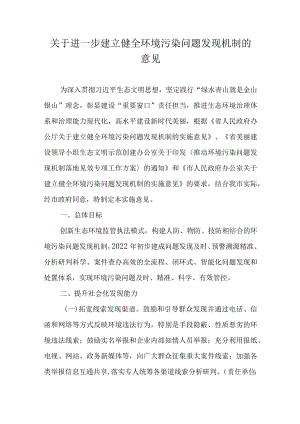 关于进一步建立健全环境污染问题发现机制的意见.docx