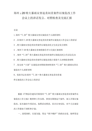 郑州7.20特大暴雨灾害追责问责案件以案促改工作会议上的讲话发言、对照检查及交流汇报1.docx