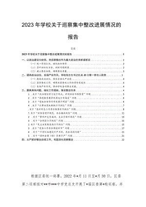 2023年学校关于巡察集中整改进展情况的报告.docx