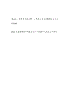 2023年第二批主题教育专题个人对照思想和工作实际五个方面研讨检视剖析材料党性分析报告.docx