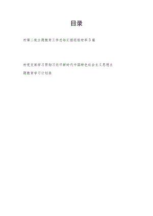 2023年农村支部第二批主题教育工作总结汇报经验材料和学习计划安排表.docx