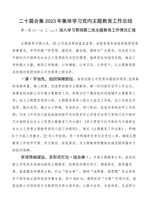 二十篇合集2023年集体学习党内主题教育工作总结.docx