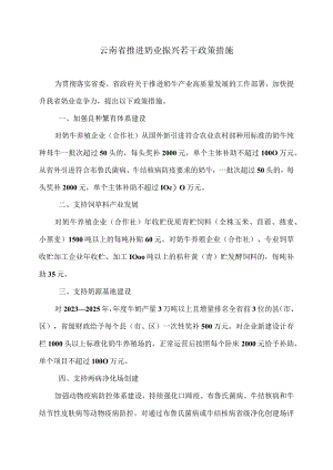 云南省推进奶业振兴若干政策措施2023年).docx