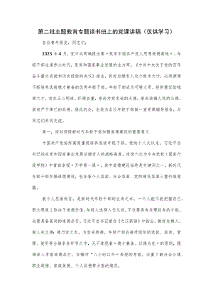 第二批主题教育专题读书班上的党课讲稿优选.docx