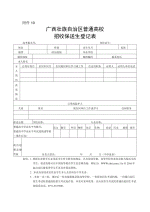 广西壮族自治区普通高校招收保送生登记表.docx