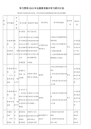 学习贯彻2023年主题教育集中学习研讨计划.docx