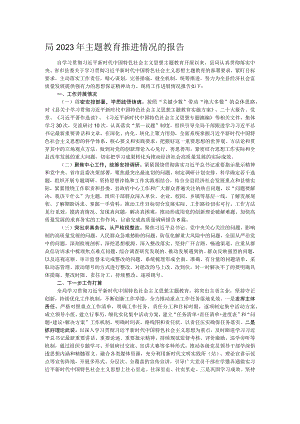 局2023年主题教育推进情况的报告.docx