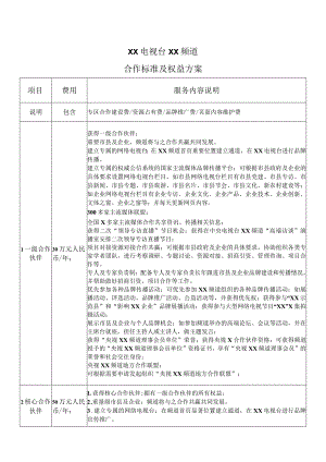 XX电视台XX频道合作标准及权益方案(2023年).docx