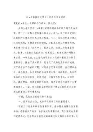 在X巡察情况反馈会上的表态发言提纲.docx