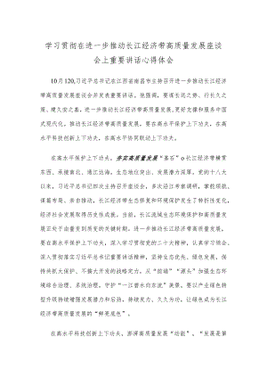 学习贯彻在进一步推动长江经济带高质量发展座谈会上重要讲话心得体会.docx