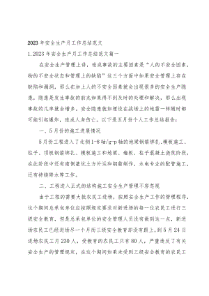 2023年安全生产月工作总结范文.docx