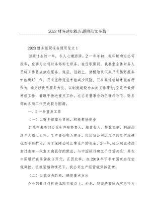 2023财务述职报告通用范文多篇.docx