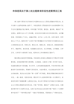 市保密局关于第二批主题教育阶段性进展情况汇报.docx