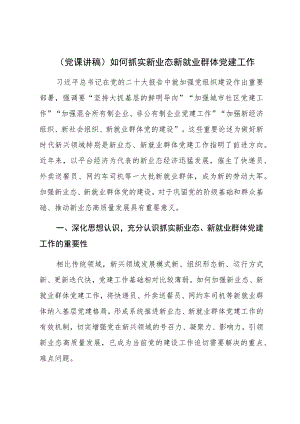 【党课讲稿】如何抓实新业态新就业群体党建工作.docx