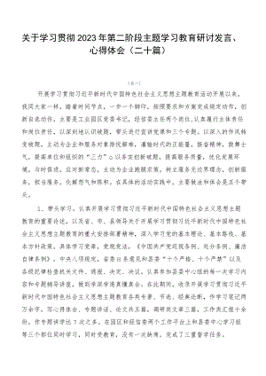 关于学习贯彻2023年第二阶段主题学习教育研讨发言、心得体会（二十篇）.docx