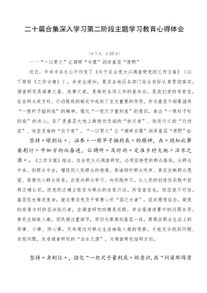 二十篇合集深入学习第二阶段主题学习教育心得体会.docx