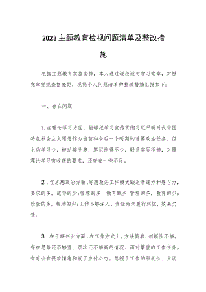 2023主题教育检视问题清单及整改措施.docx