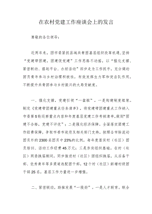 在农村党建工作座谈会上的发言.docx