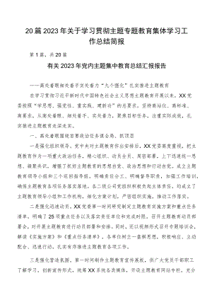20篇2023年关于学习贯彻主题专题教育集体学习工作总结简报.docx